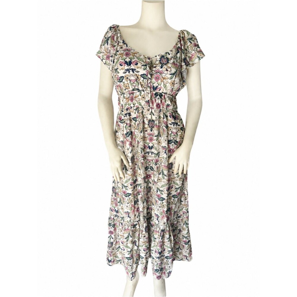 Rachel Zoe Midi Dress Prairie Milkmaid Floral Coquette Coastal Cowgirl Size Med